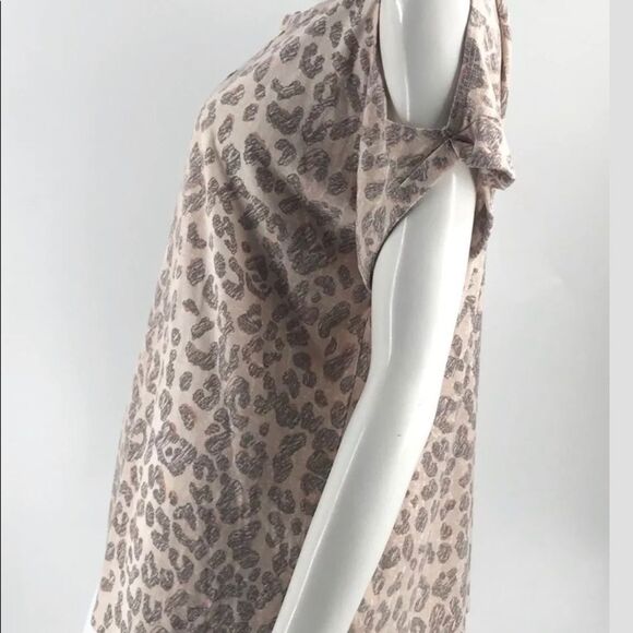 Democracy Top Sz1X Cotton Animal Print Leopard Cold Shoulder 1X / XL - Picture 2 of 5